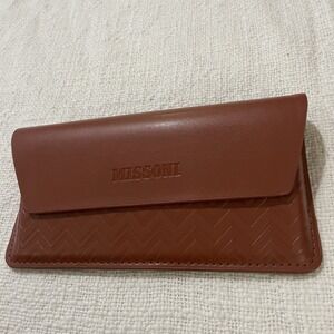 MISSONI TAN LEATHER SUNGLASSES CASE FELT LINED‎ MAGNETIC CLOSE NEW Quality